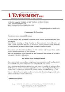 Communiqué journal L'Evénement 