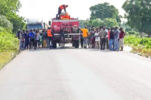 Les sapeurs pompiers sont mobilisés, inondations RN1, Heredougou, constat du 22 août 2024